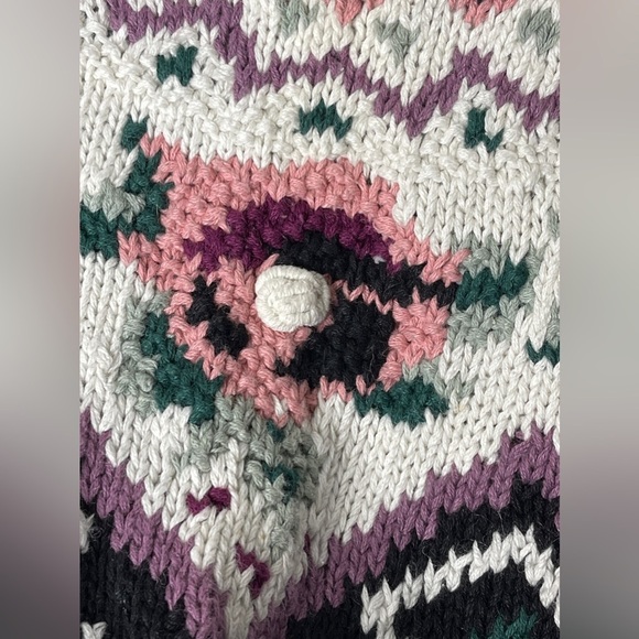 Cullinane Vtg 80s Grandma Floral Cottagecore Sweater Hand-Knit Medium Coquette - Picture 4 of 7